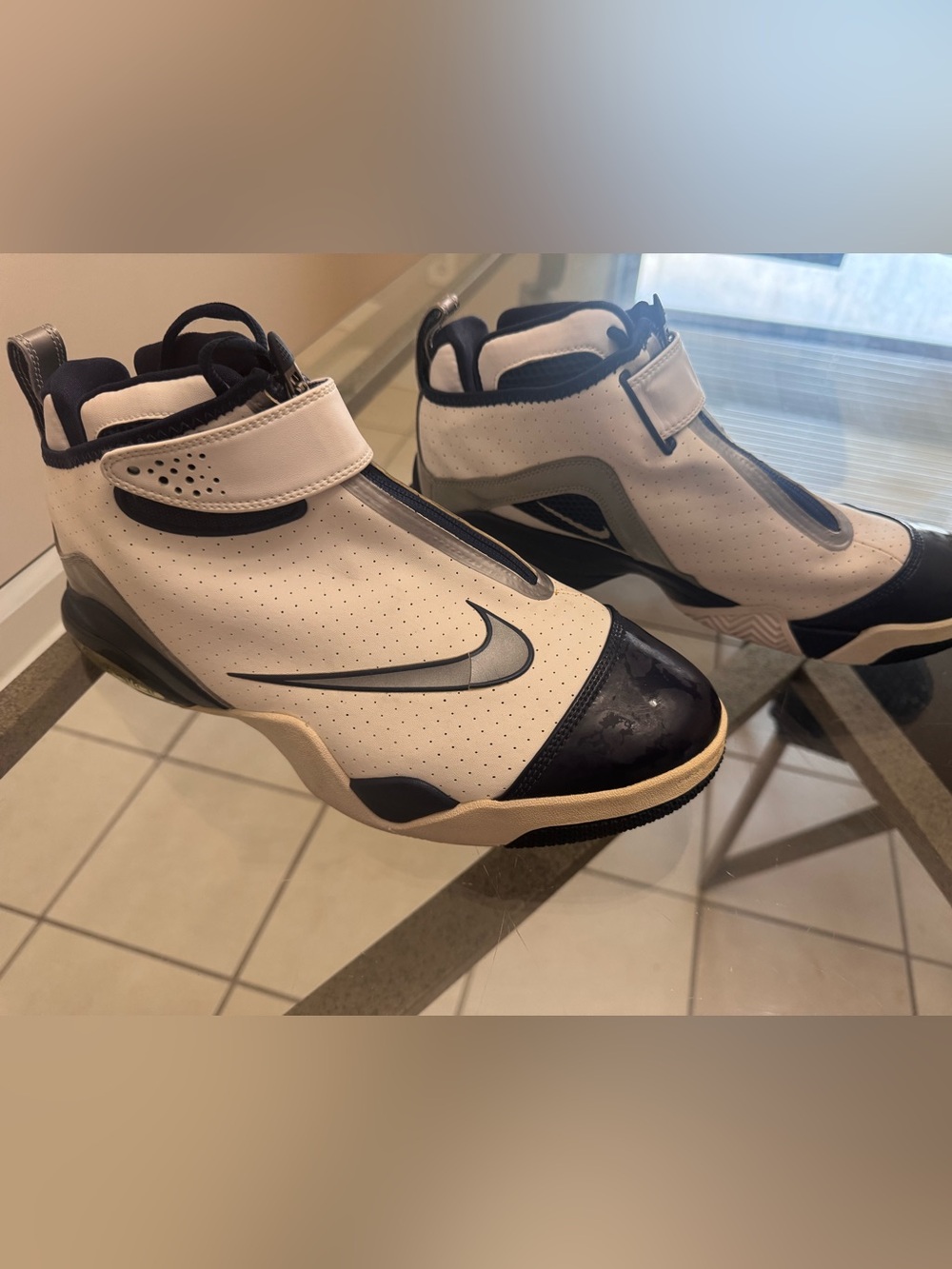 Nike Zoom Flight Club White Midnight Navy Silver 354183-104 Size 11 Y2K Vintage